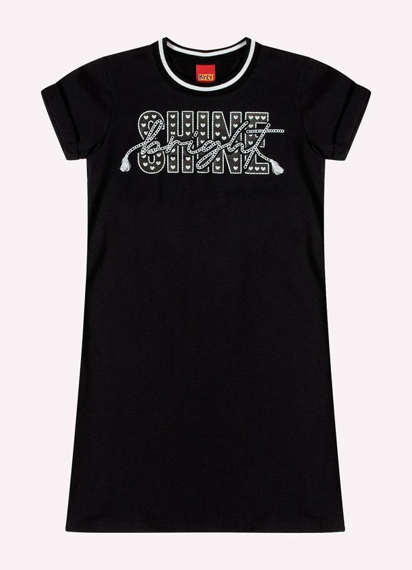 Kyly - Vestido Infantil Menina Lettering Preto