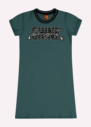 Kyly - Vestido Infantil Menina Lettering Verde - KYLY