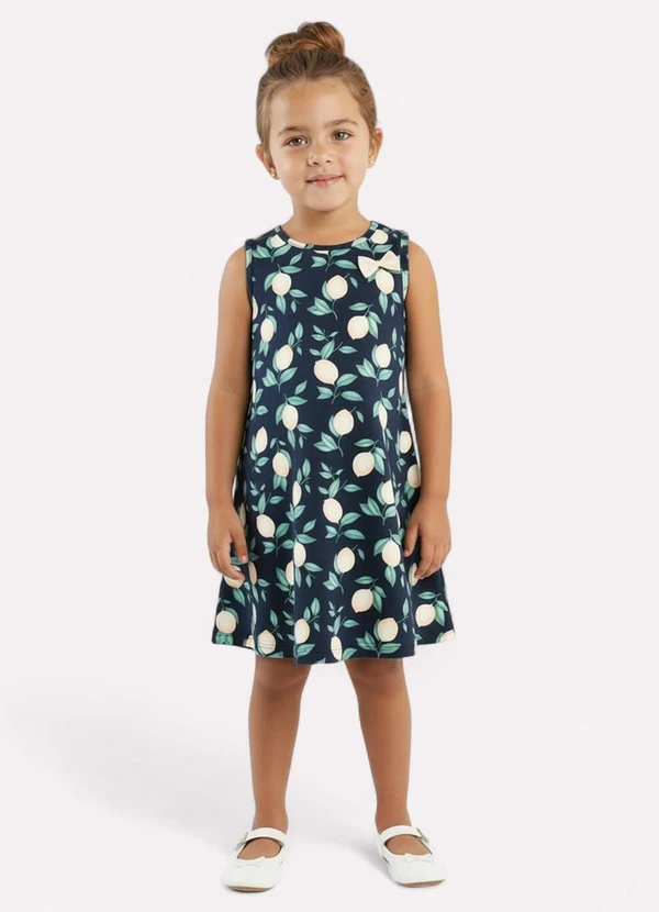 Kyly - Vestido Infantil Menina Limão Azul