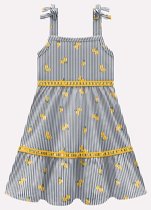 Kyly - Vestido Infantil Menina Limões Azul - KYLY