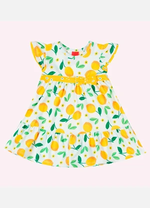 Kyly - Vestido Infantil Menina Limões Branco - KYLY