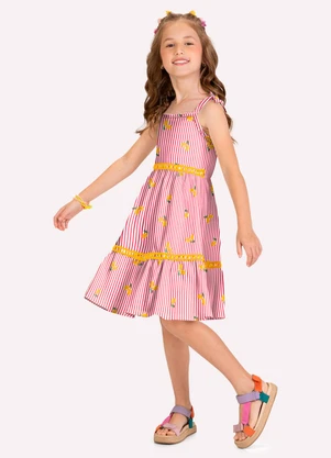 Kyly - Vestido Infantil Menina Limões Rosa - KYLY