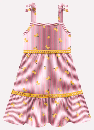 Kyly - Vestido Infantil Menina Limões Rosa - KYLY