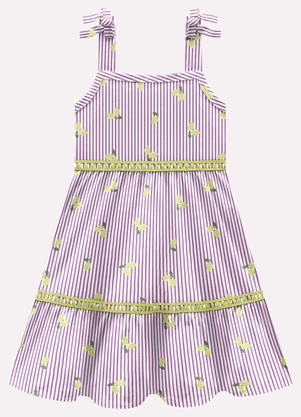 Kyly - Vestido Infantil Menina Limões Roxo - KYLY