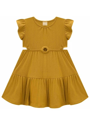 Milon - Vestido Infantil Menina Liso Amarelo - MILON