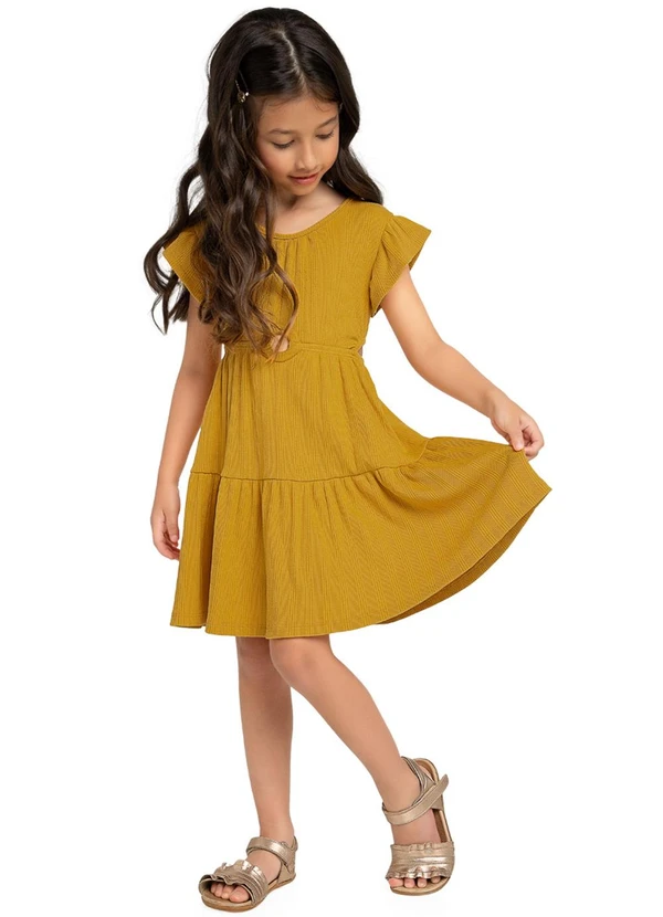 Milon - Vestido Infantil Menina Liso Amarelo
