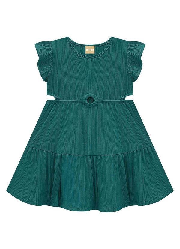 Milon - Vestido Infantil Menina Liso Verde