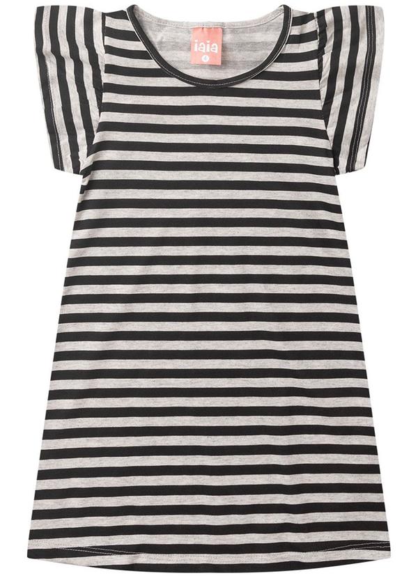 Rosa Azul - Vestido Infantil Menina Listrado Iaia Preto