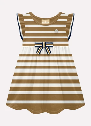 Milon - Vestido Infantil Menina Listrado Marrom - MILON