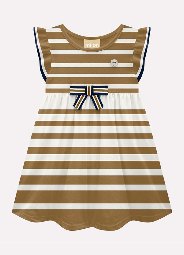 Milon - Vestido Infantil Menina Listrado Marrom