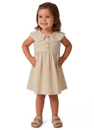 Colorittá - Vestido Infantil Menina Listrado Renda Amarelo - COLORITTÁ
