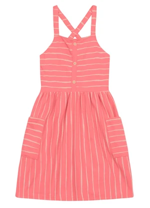 Brandili - Vestido Infantil Menina Listrado Rosa - BRANDILI