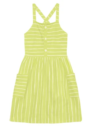 Brandili - Vestido Infantil Menina Listrado Verde - BRANDILI