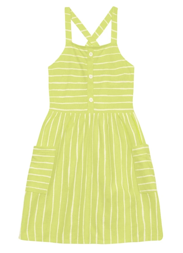 Brandili - Vestido Infantil Menina Listrado Verde 2
