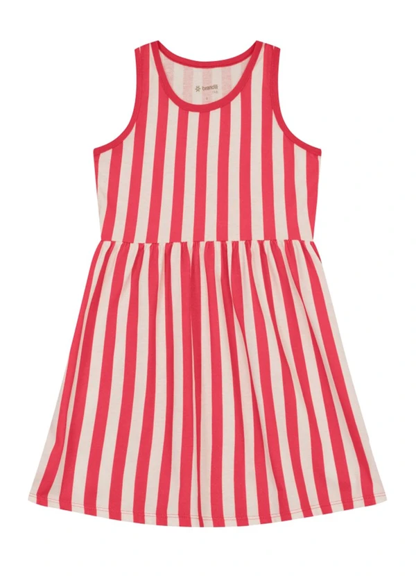 Brandili - Vestido Infantil Menina Listrado Vermelho