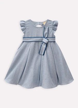 Milon - Vestido Infantil Menina Listras Azul - MILON