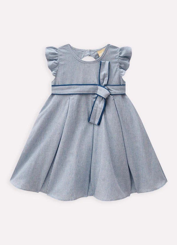 Milon - Vestido Infantil Menina Listras Azul