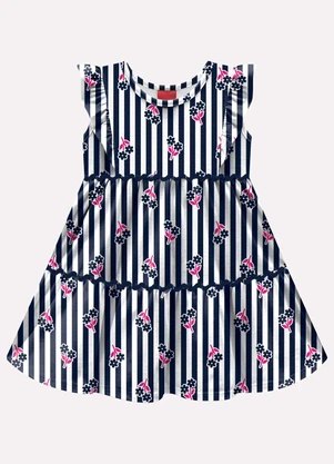 Kyly - Vestido Infantil Menina Listras Azul - KYLY