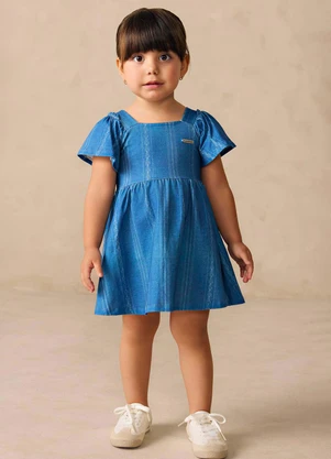 Colorittá - Vestido Infantil Menina Listras Cotton Azul - COLORITTÁ
