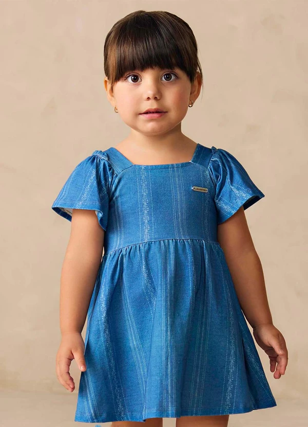 Colorittá - Vestido Infantil Menina Listras Cotton Azul