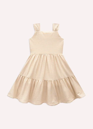Kyly - Vestido Infantil Menina Listras Off White - KYLY