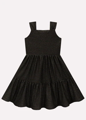 Kyly - Vestido Infantil Menina Listras Preto - KYLY