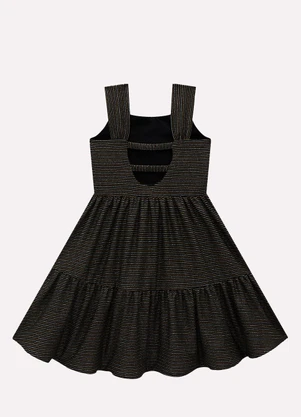 Kyly - Vestido Infantil Menina Listras Preto - KYLY