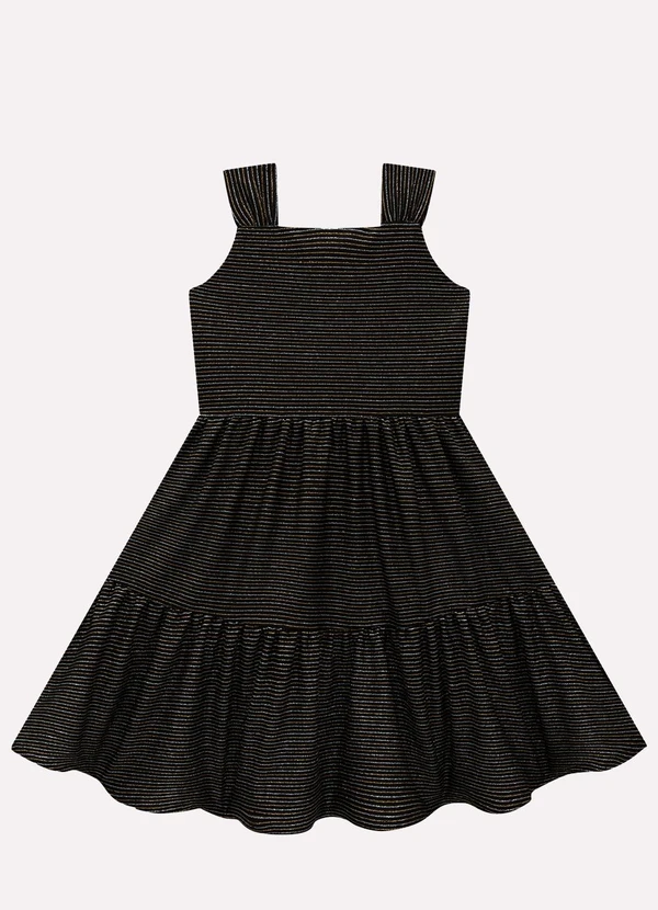 Kyly - Vestido Infantil Menina Listras Preto
