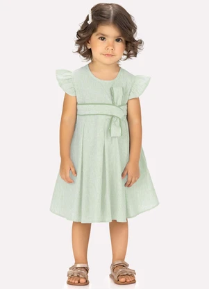 Milon - Vestido Infantil Menina Listras Verde - MILON
