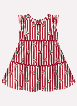 Kyly - Vestido Infantil Menina Listras Vermelho - KYLY