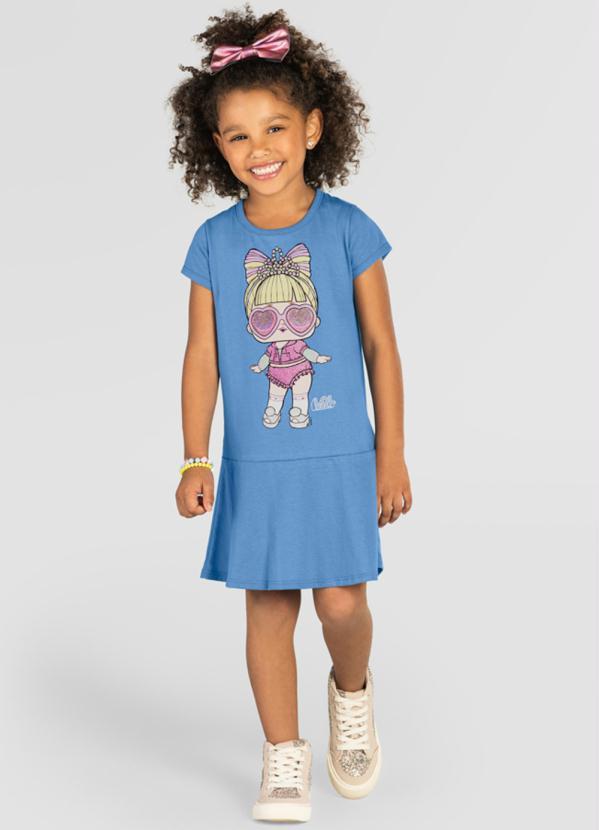 Brandili - Vestido Infantil Menina Lol Azul