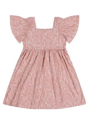 Colorittá - Vestido Infantil Menina Malha Linho Flor Rosa - COLORITTÁ