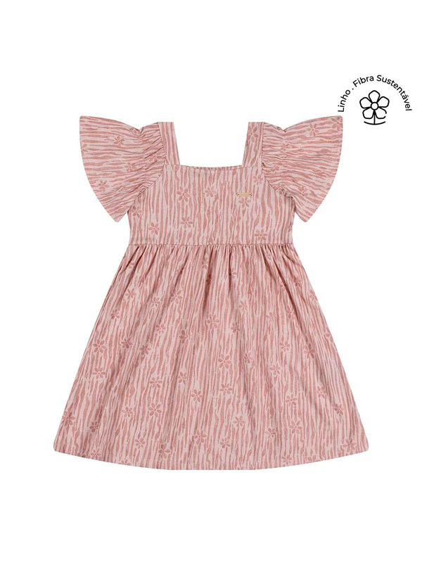 Colorittá - Vestido Infantil Menina Malha Linho Flor Rosa