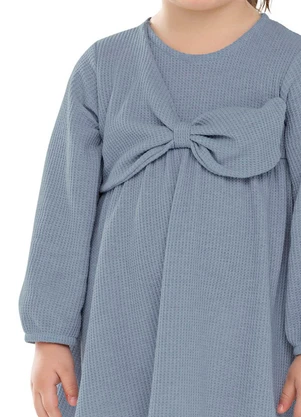 Colorittá - Vestido Infantil Menina Malha Tricô Laço Azul - COLORITTÁ