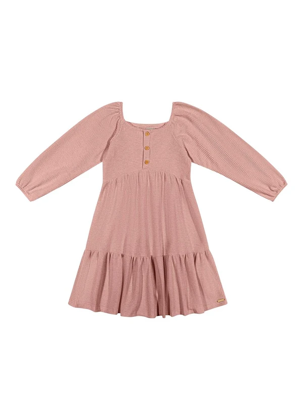 Colorittá - Vestido Infantil Menina Malha Tricô Rosa