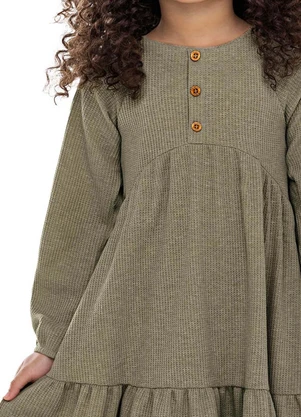 Colorittá - Vestido Infantil Menina Malha Tricô Verde - COLORITTÁ
