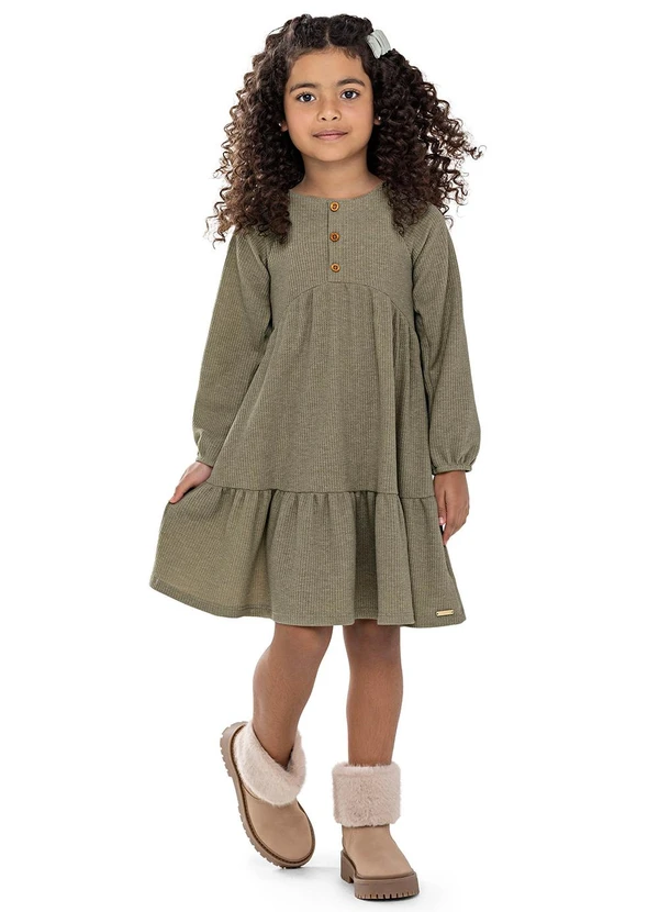 Colorittá - Vestido Infantil Menina Malha Tricô Verde