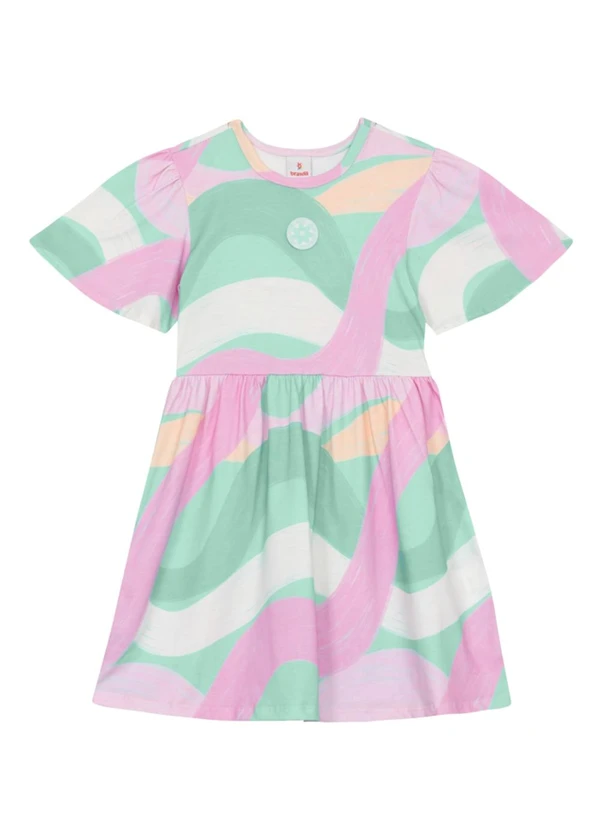 Brandili - Vestido Infantil Menina Malha Verde