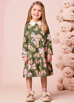 Momi - Vestido Infantil Menina Manga Longa de Sweet Bear - MOMI
