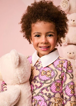 Momi - Vestido Infantil Menina Manga Longa de Ursinha Cow - MOMI