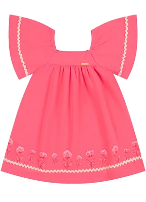 Colorittá - Vestido Infantil Menina Mangas Amplas Rosa - COLORITTÁ