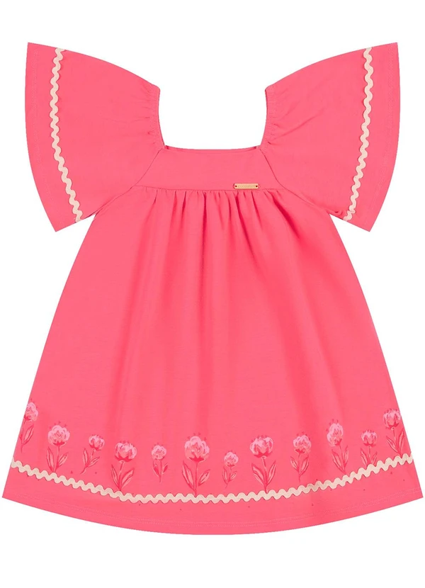 Colorittá - Vestido Infantil Menina Mangas Amplas Rosa