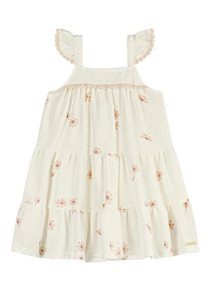 Colorittá - Vestido Infantil Menina Margaridas Bege - COLORITTÁ