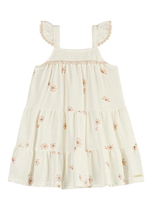 Colorittá - Vestido Infantil Menina Margaridas Bege 1