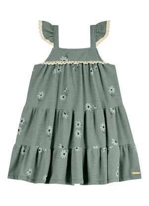 Colorittá - Vestido Infantil Menina Margaridas Verde - COLORITTÁ