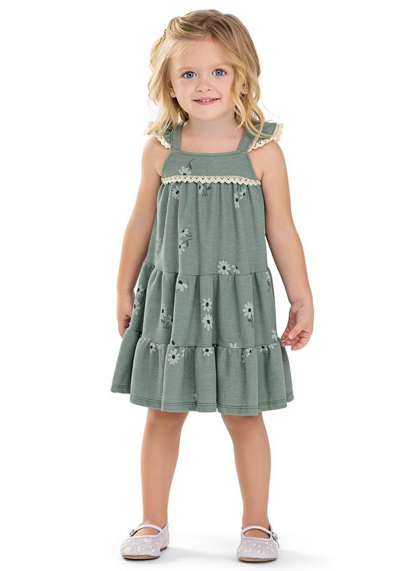 Colorittá - Vestido Infantil Menina Margaridas Verde