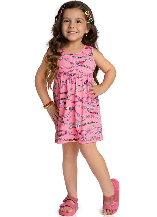 Marlan - Vestido Infantil Menina Meia Malha Fun Rosa