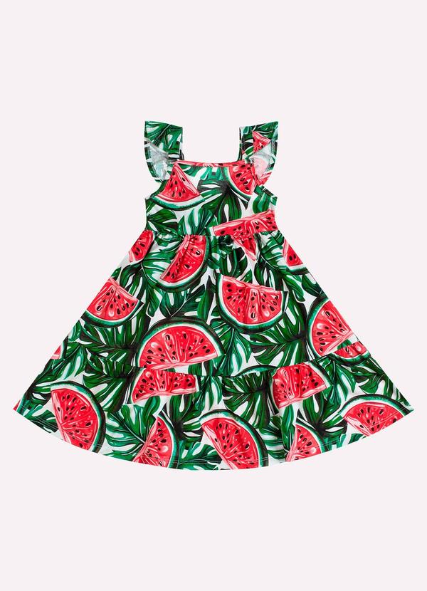 Kyly - Vestido Infantil Menina Melancia Branco 3