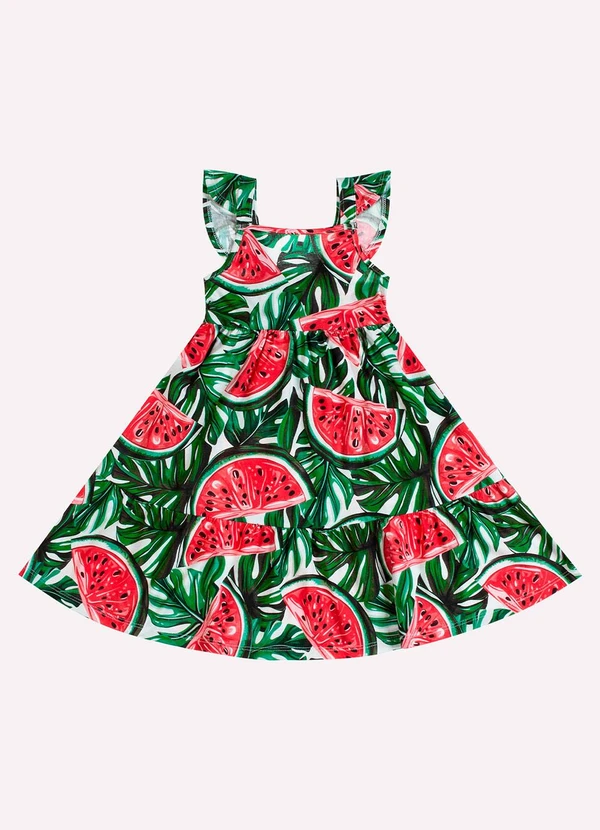 Kyly - Vestido Infantil Menina Melancia Branco 3