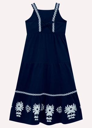 Nanai - Vestido Infantil Menina Midi Azul Marinho - NANAI